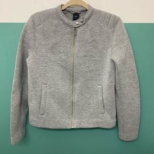 Gap Gray Scuba Moto Bomber Jacket Size Large *stain*